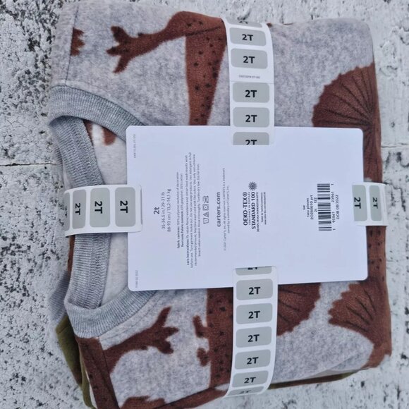 Carters Baby Sleepwear Green and Gray 1 Piece Fleece Jumper Set of 2 Size 2T New - Picture 5 of 11